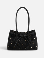 Sac Cabas Femme en Daim Clouté à Nœud