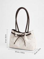 Sac Cabas Femme en Daim Clouté à Nœud