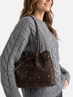 Sac Cabas Femme en Daim Clouté à Nœud