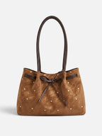 Sac Cabas Femme en Daim Clouté à Nœud