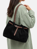 Sac Cabas Femme Suédine Porté Épaule Détail Ceinture à Boucle