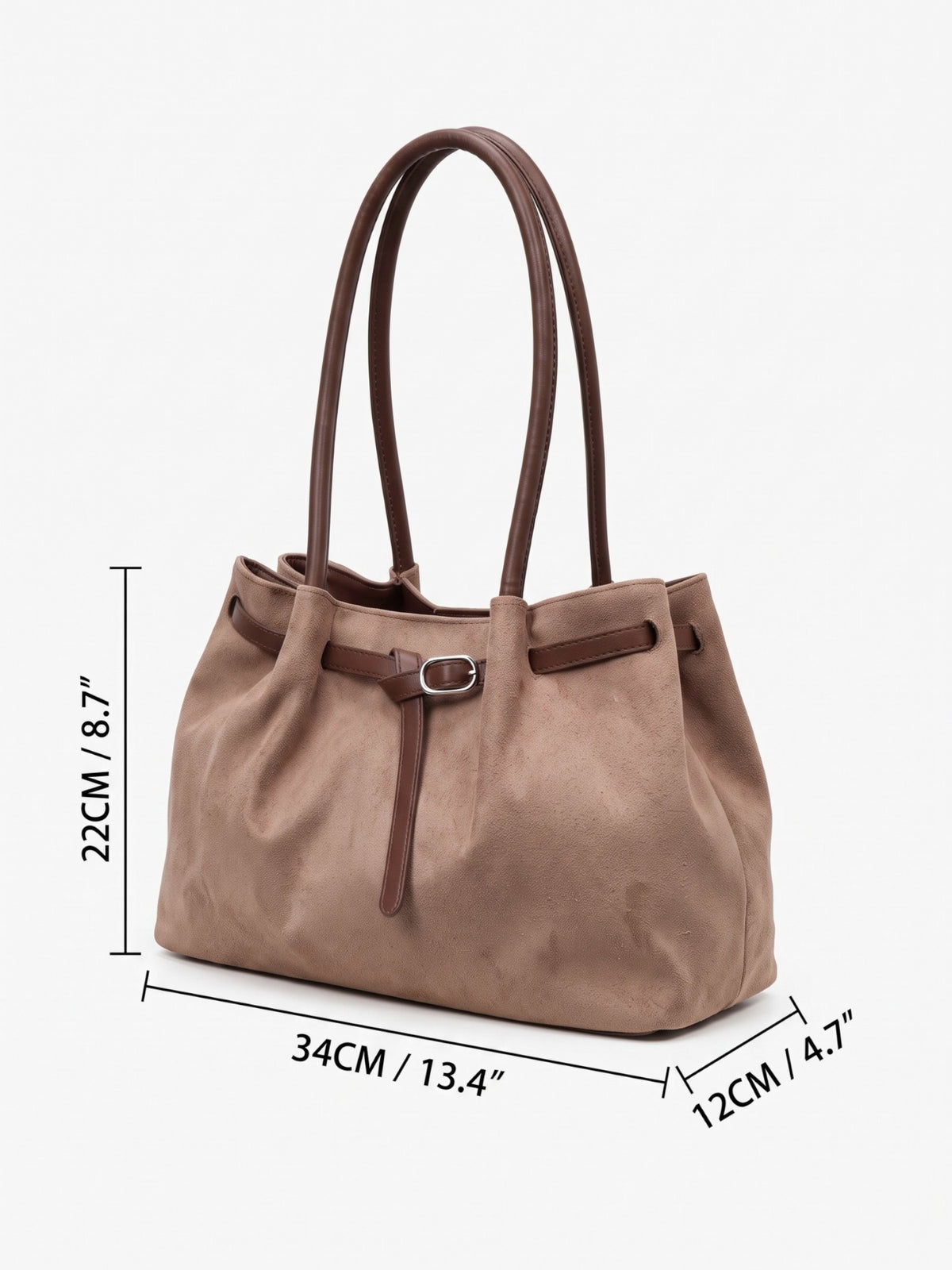 Sac Cabas Femme Suédine Porté Épaule Détail Ceinture à Boucle
