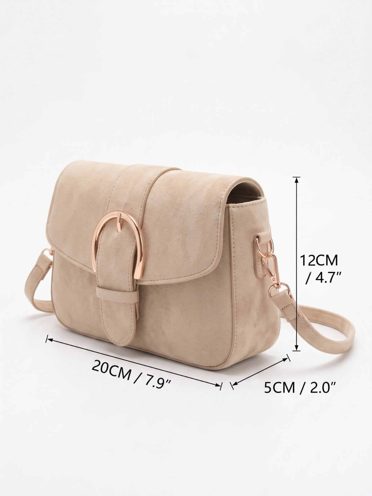 Sac Bandoulière Femme Suédine Détail Boucle