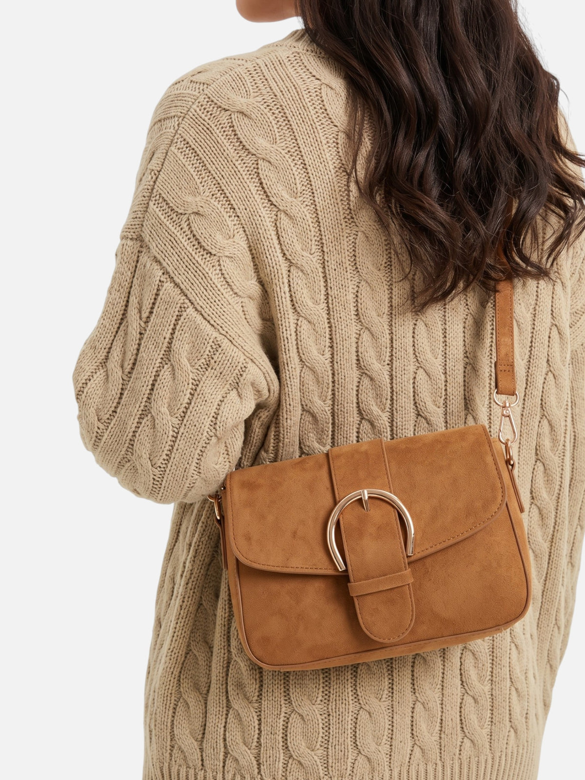 Sac Bandoulière Femme Suédine Détail Boucle