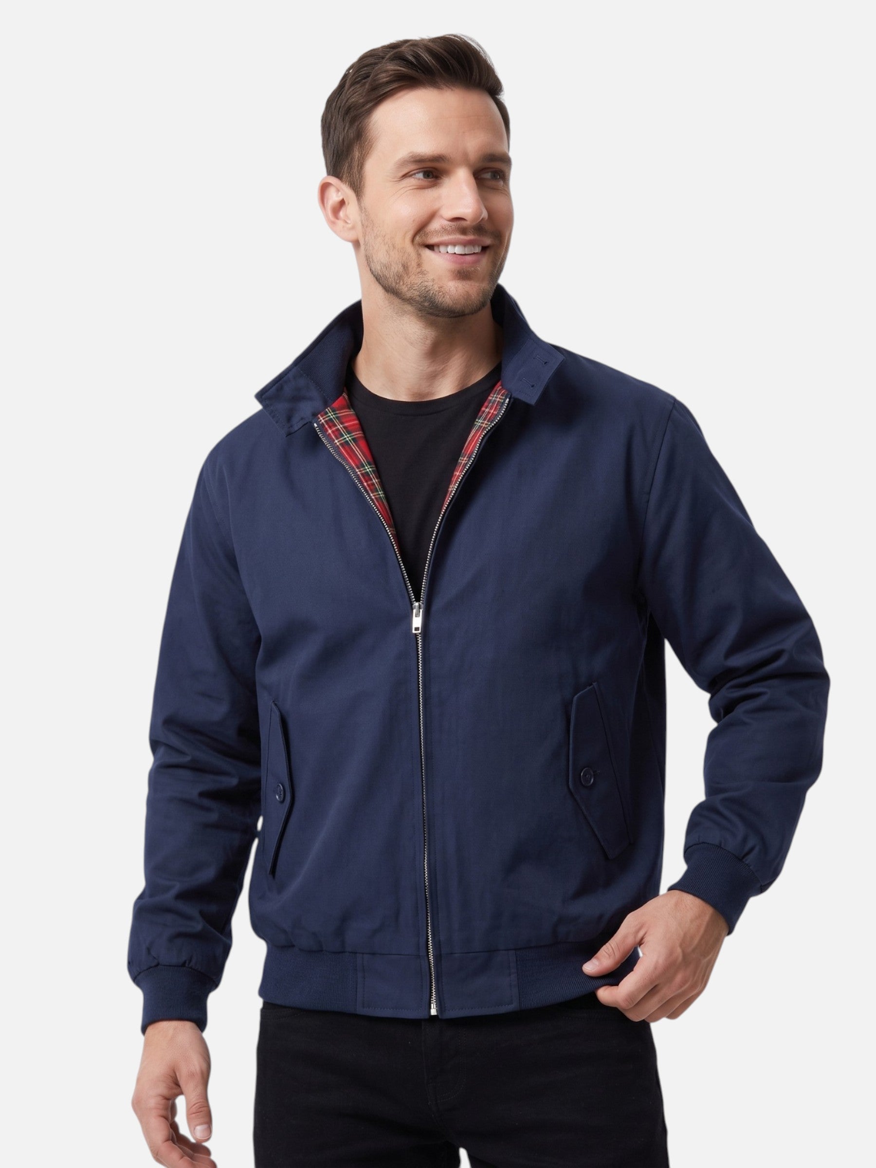 Blouson Harrington Homme Doublure à Carreaux