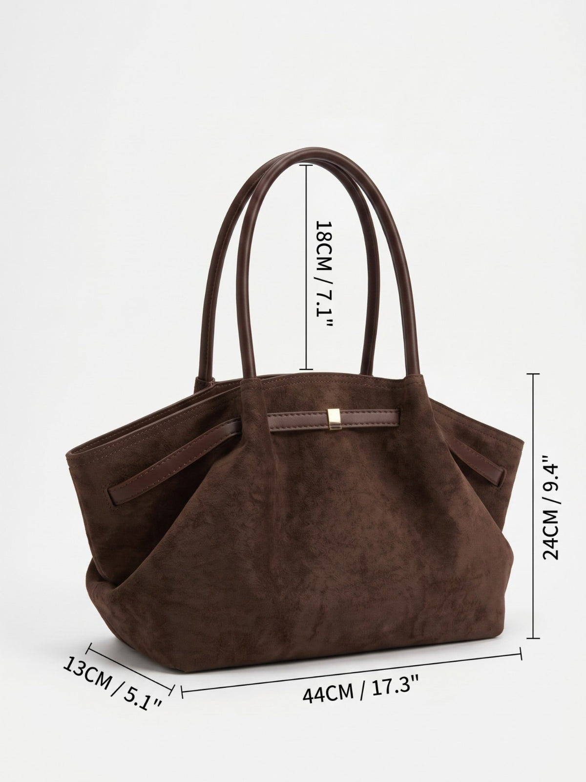 Sac Cabas Femme Suédine Porté Épaule Détail Ceinture