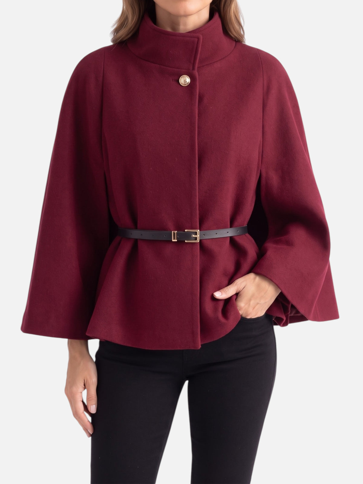Veste Cape Femme Ceinturée
