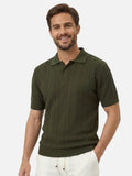 Polo para hombre de punto texturizado elegante con mangas cortas