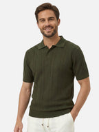 Polo homme en maille texturée élégante à manches courtes pour homme