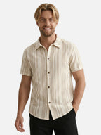 Light striped breathable fabric short-sleeve shirt for men