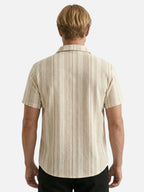 Light striped breathable fabric short-sleeve shirt for men