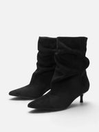 Bottines Femme Suédine Froncées Petit Talon