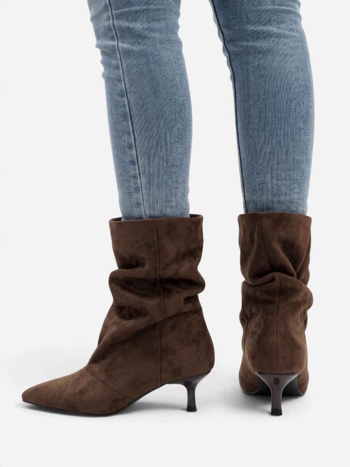 Bottines Femme Suédine Froncées Petit Talon