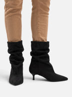 Bottines Femme Suédine Froncées Petit Talon