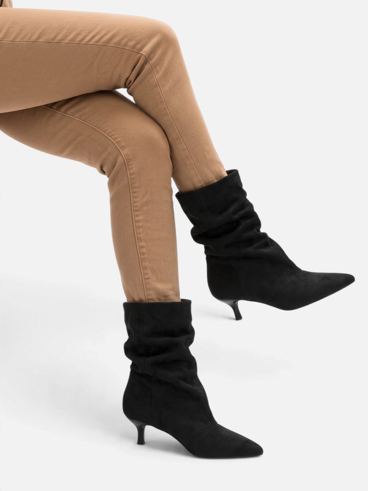 Bottines Femme Suédine Froncées Petit Talon