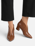 Bottines Femme Talon Effet Croco