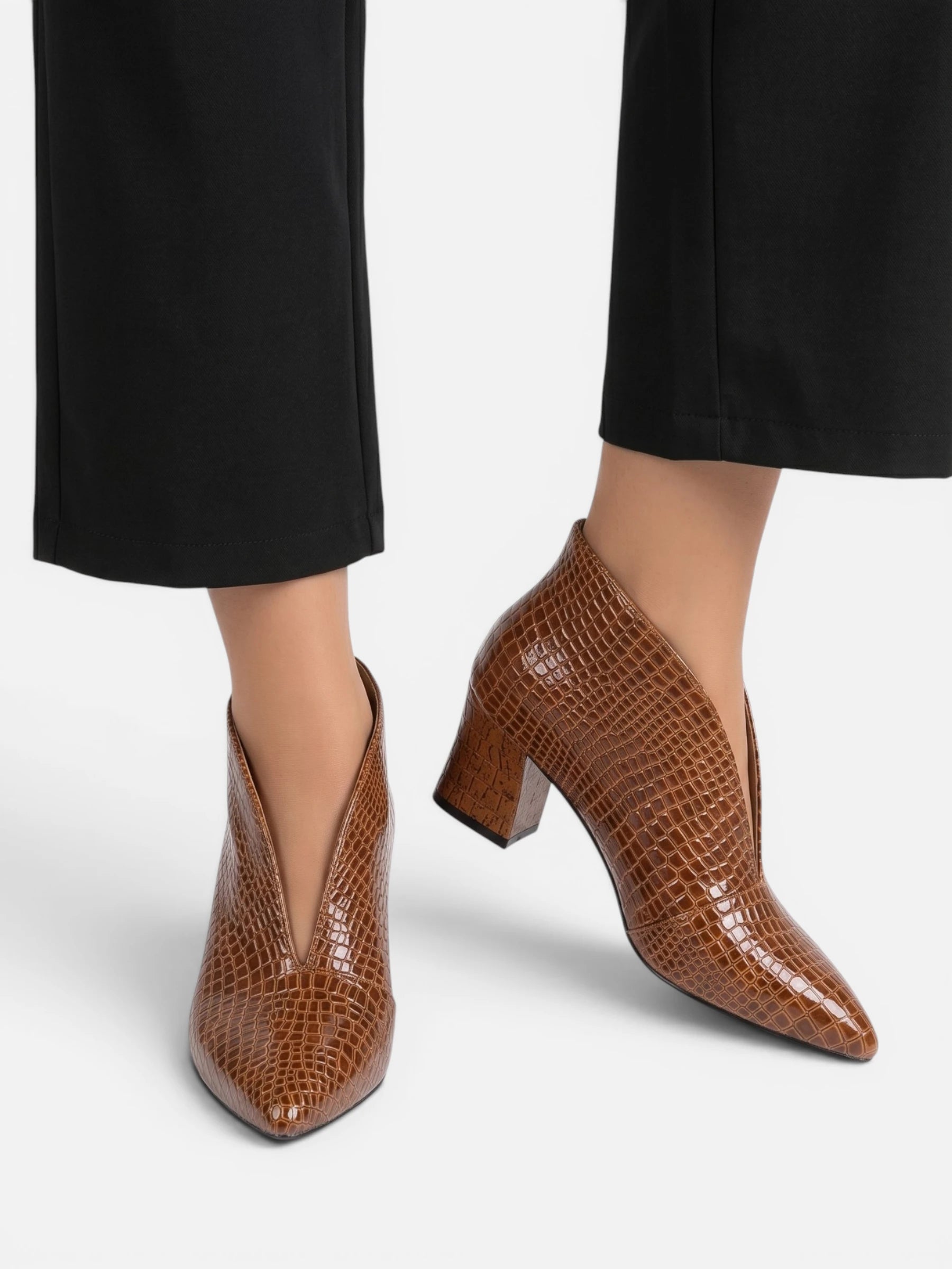 Bottines Femme Talon Effet Croco