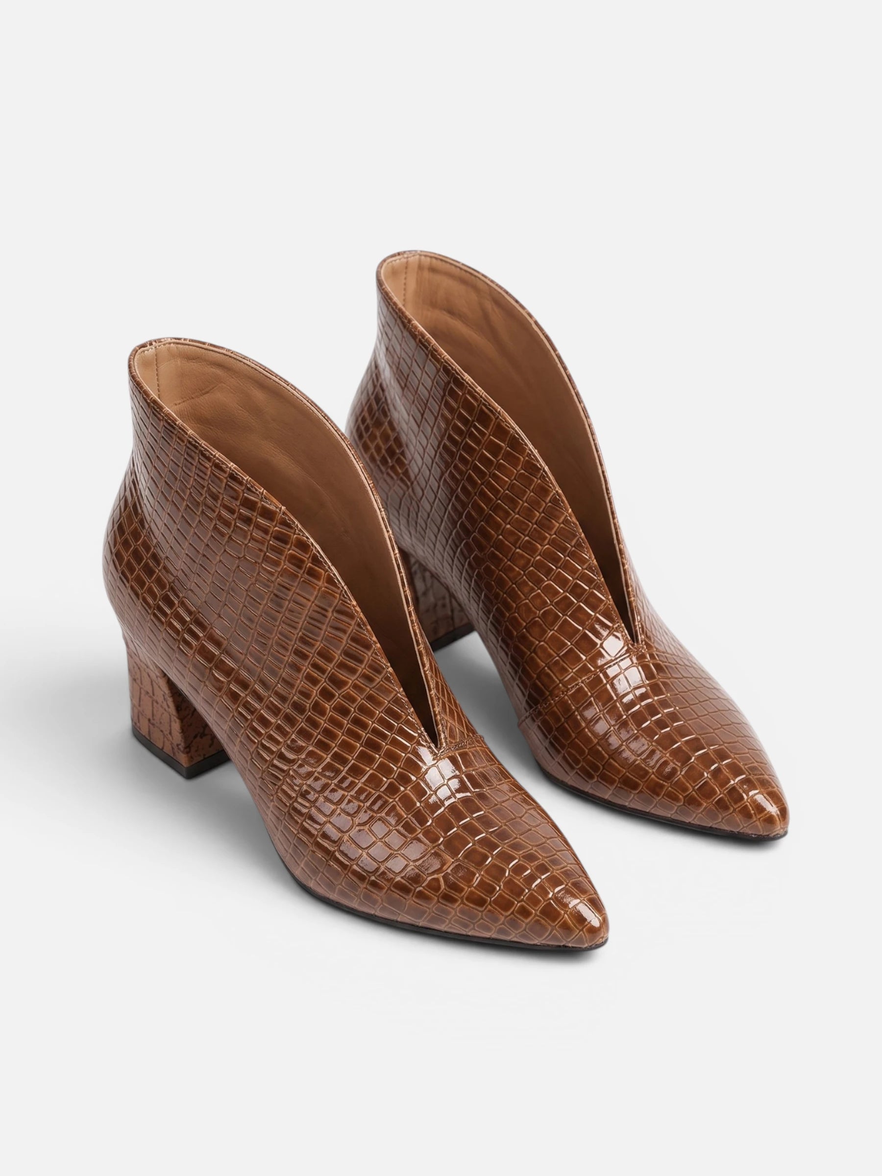 Bottines Femme Talon Effet Croco