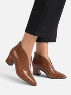 Bottines Femme Talon Effet Croco