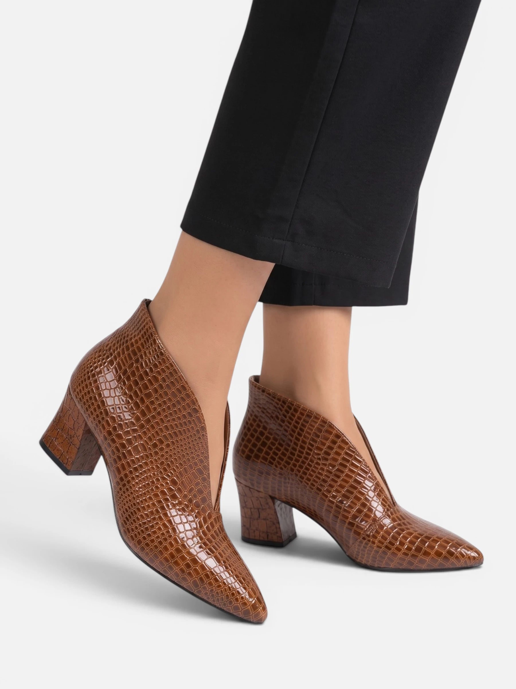 Bottines Femme Talon Effet Croco