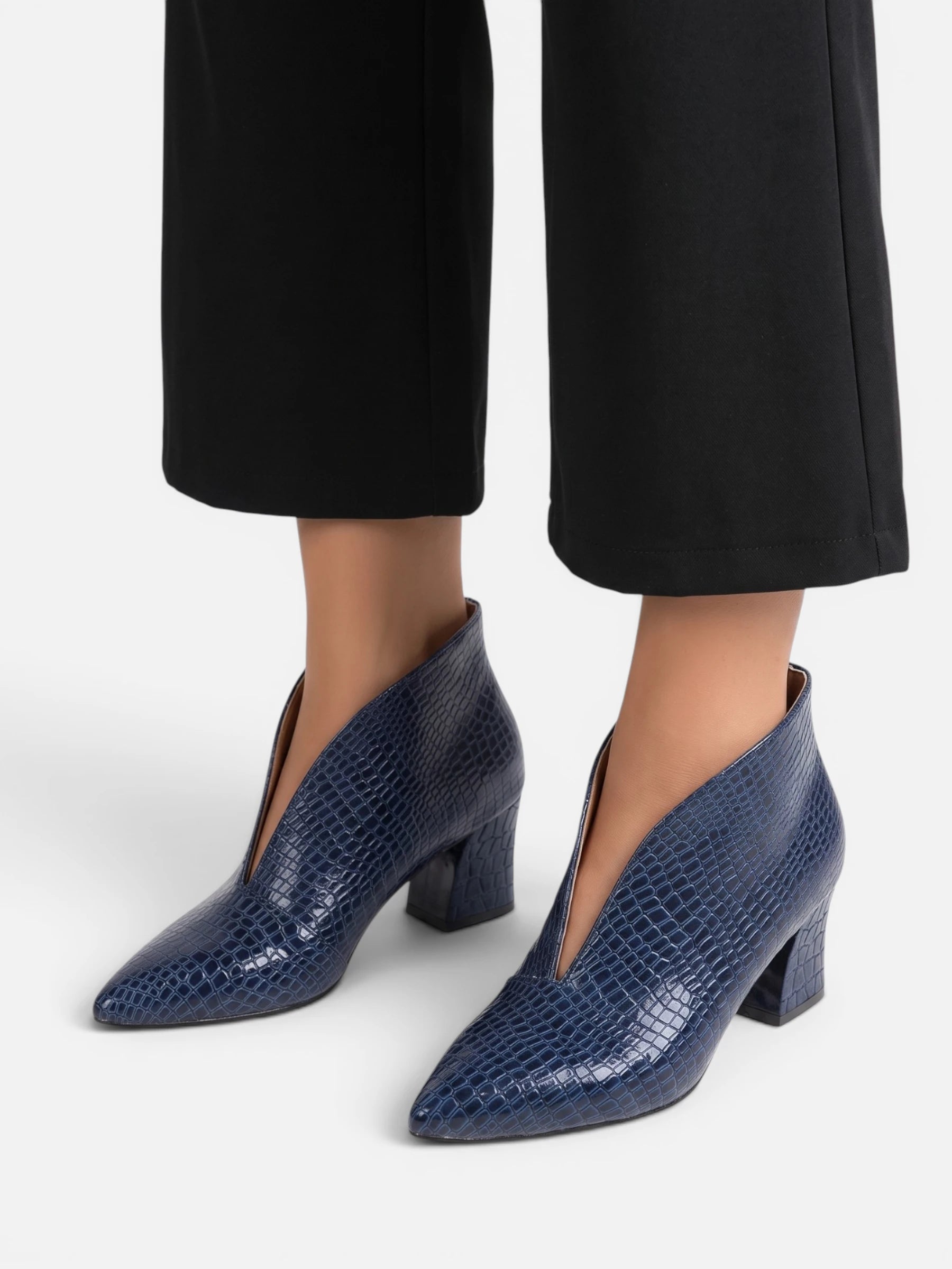 Bottines Femme Talon Effet Croco