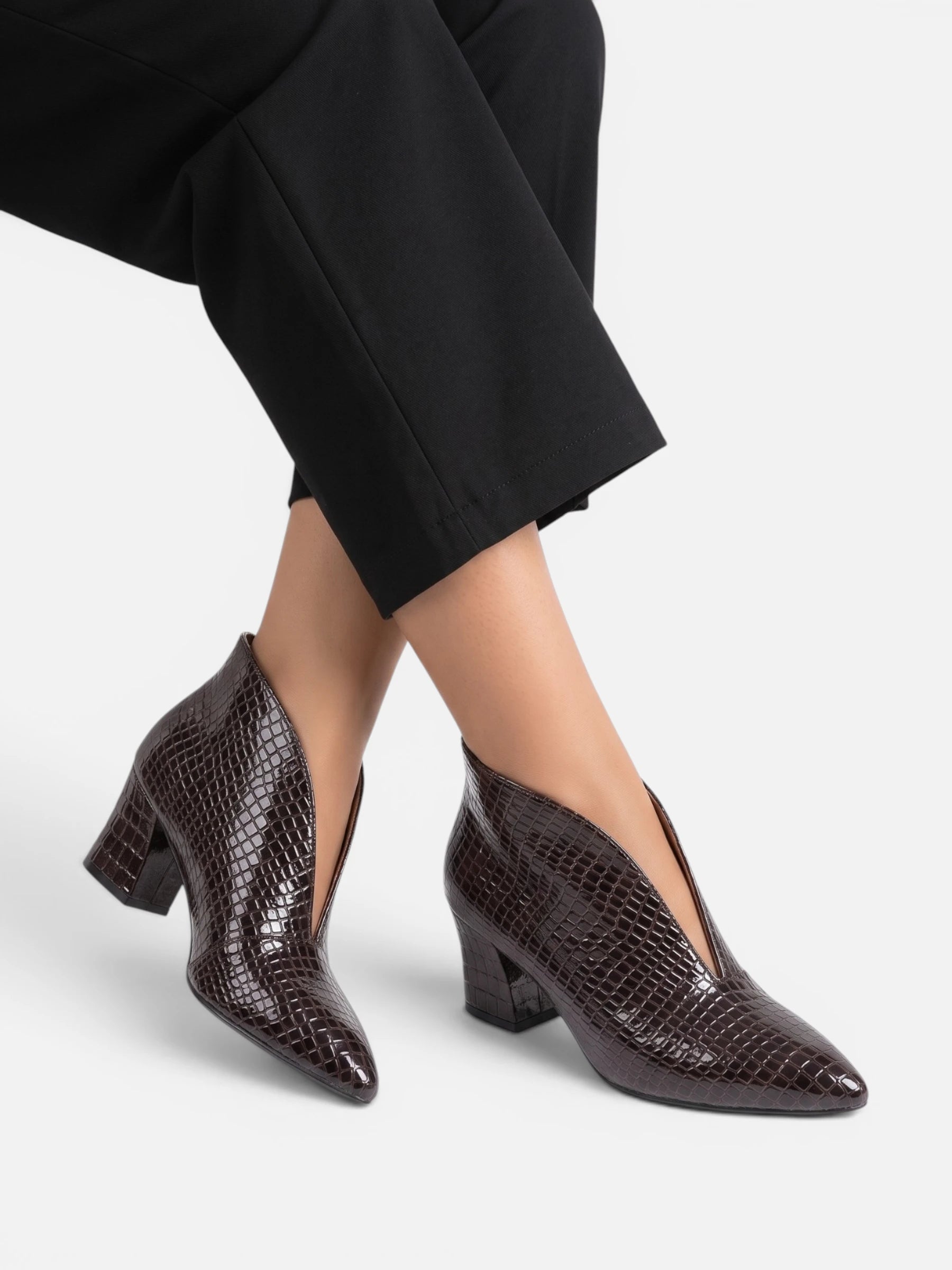 Bottines Femme Talon Effet Croco