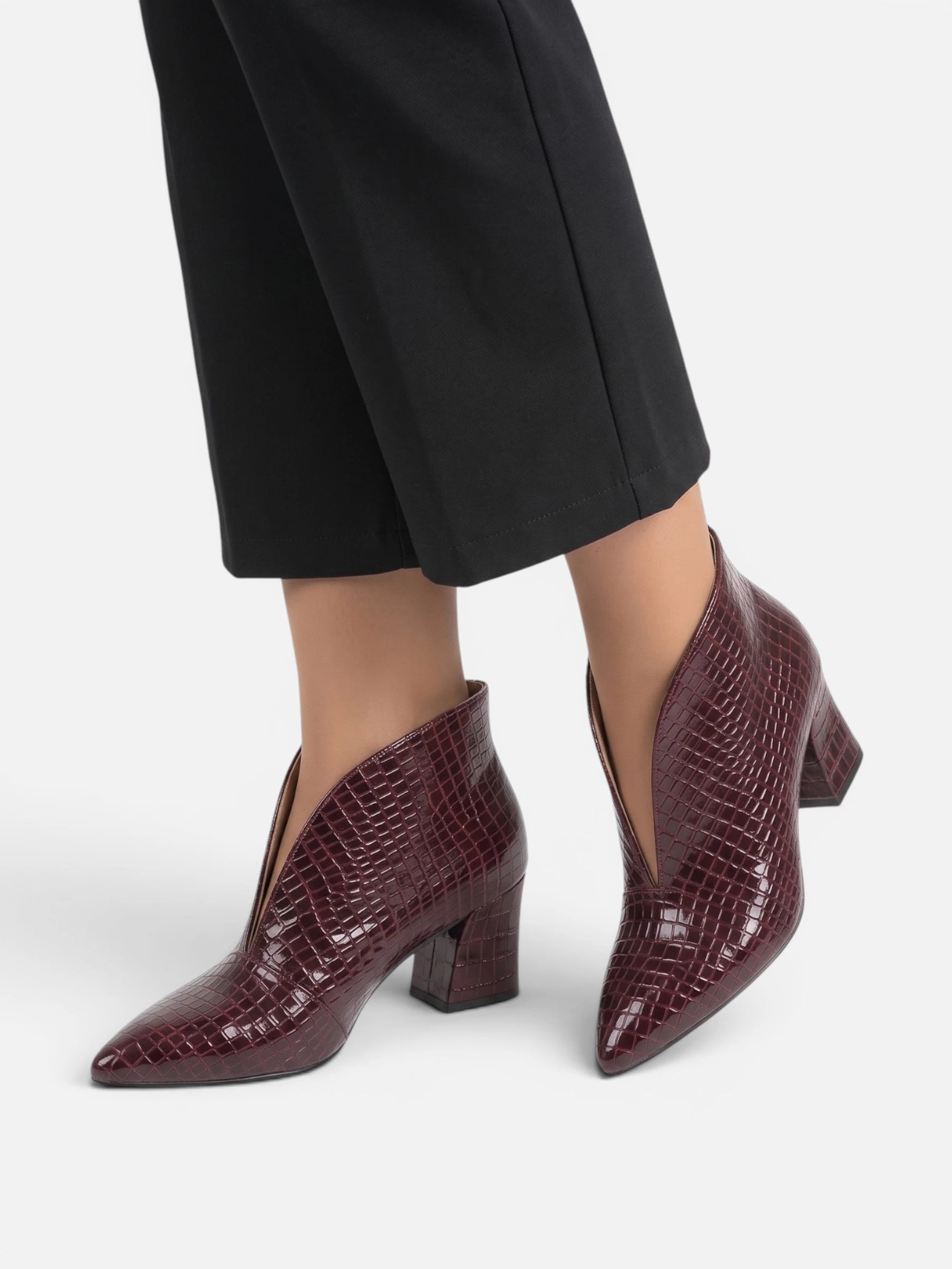 Bottines Femme Talon Effet Croco