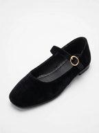 Ballerines Femme Mary Jane en Suède à Bout Carré
