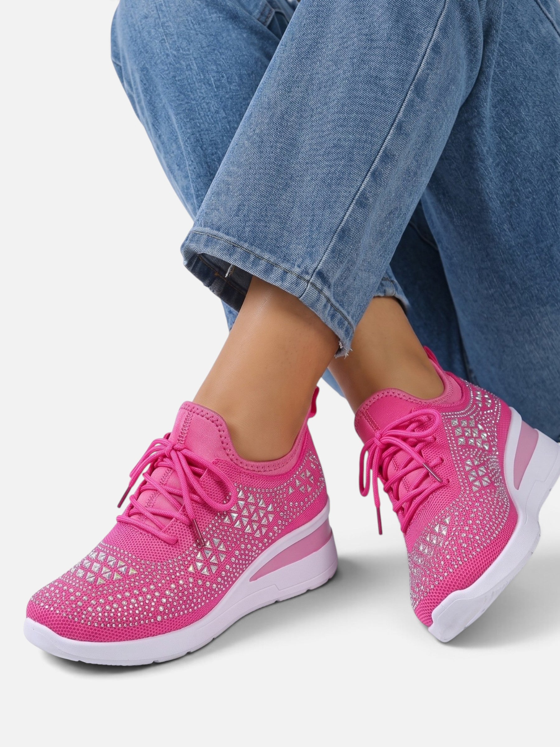 Baskets Compensées Femme Strass