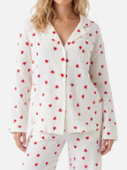 Pyjama Femme Imprimé Coeurs Manches Longues