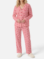 Pyjama Femme Imprimé Coeurs Manches Longues