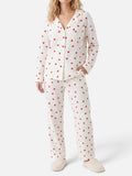 Pyjama Femme Imprimé Coeurs Manches Longues