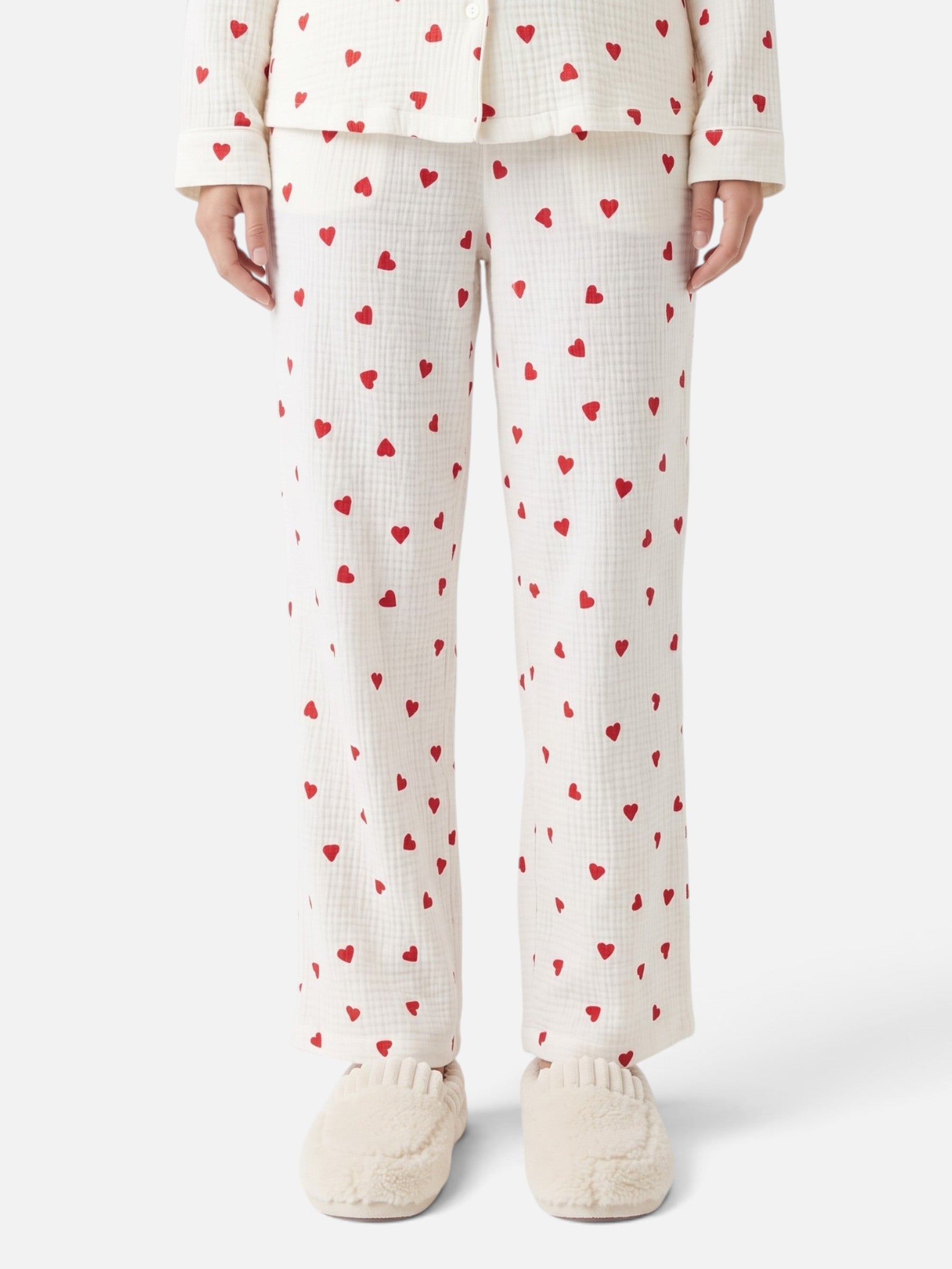 Pyjama Femme Imprimé Coeurs Manches Longues