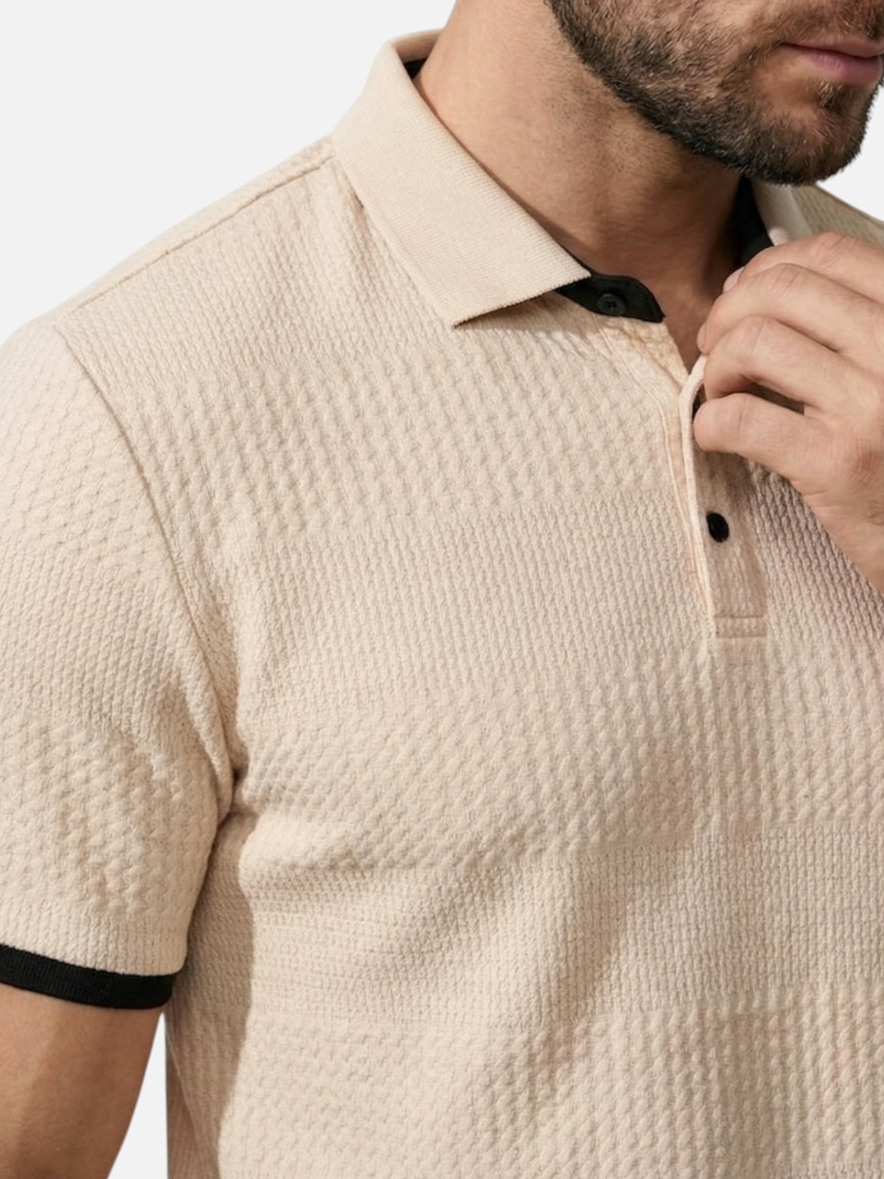 Polo texturé élégant à manches courtes pour homme