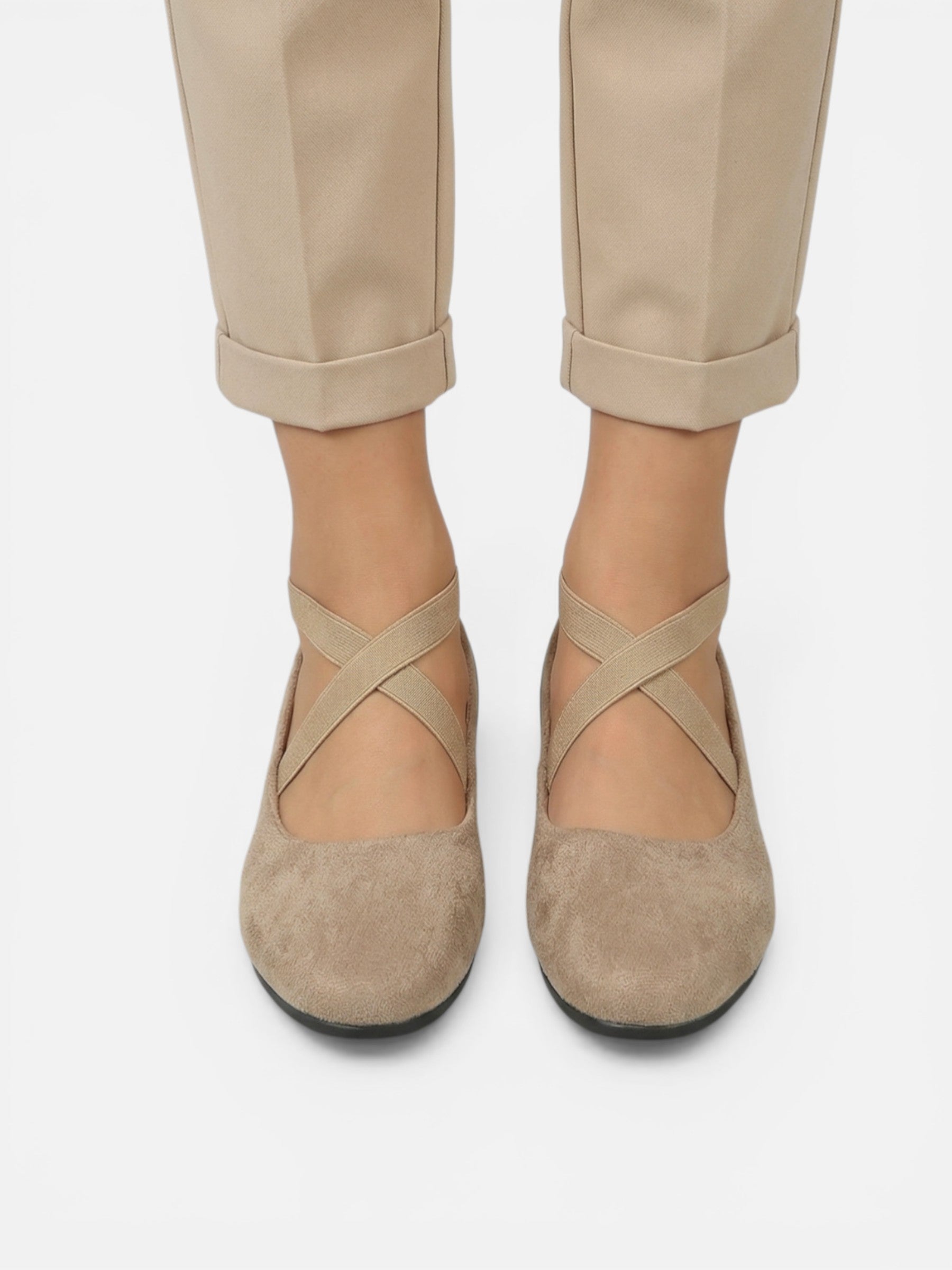 Women's comfortable wedge ballet flats with elegant crossed straps