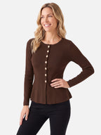 Women's Knit Button Front Long Sleeve Cardigan