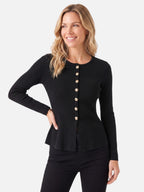 Women's Knit Button Front Long Sleeve Cardigan