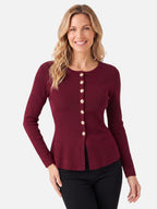 Women's Knit Button Front Long Sleeve Cardigan