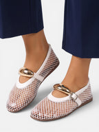 Ballerines Mary Jane Femme Résille Boucle Dorée