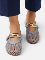 Ballerines Mary Jane Femme Résille Boucle Dorée