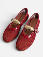 Ballerines Mary Jane Femme Résille Boucle Dorée