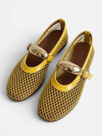 Ballerines Mary Jane Femme Résille Boucle Dorée