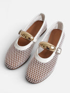 Ballerines Mary Jane Femme Résille Boucle Dorée
