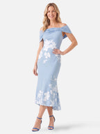 Robe Mi-Longue Femme Épaules Dénudées Fleurie