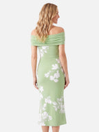 Robe Mi-Longue Femme Épaules Dénudées Fleurie
