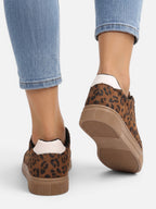 Women's Leopard Print Lace Up Trainers