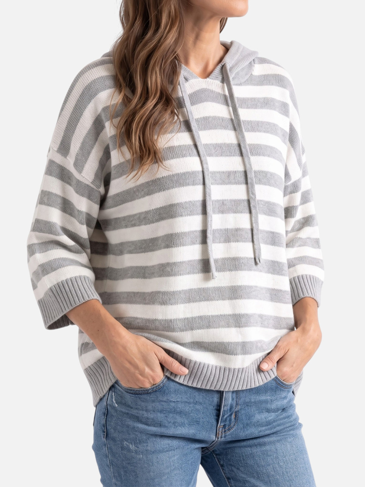 Women’s Striped Hooded Knit Jumper