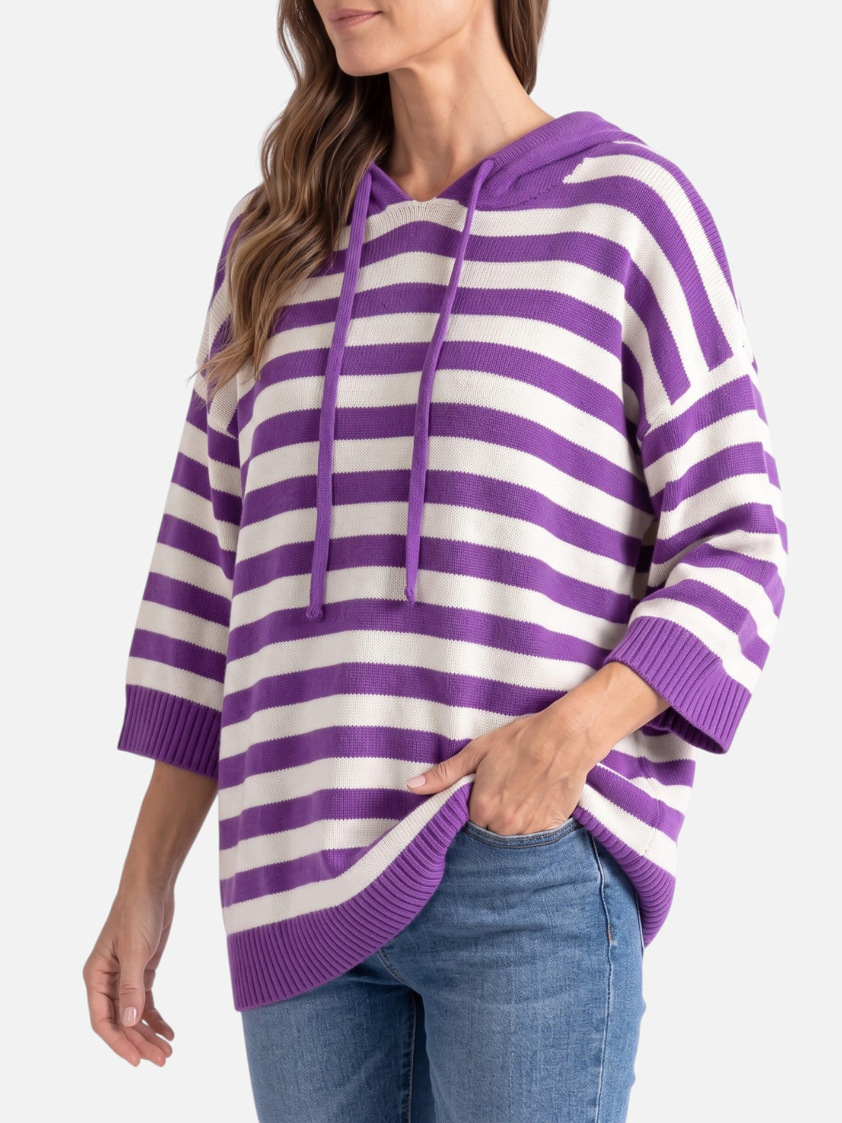 Women’s Striped Hooded Knit Jumper