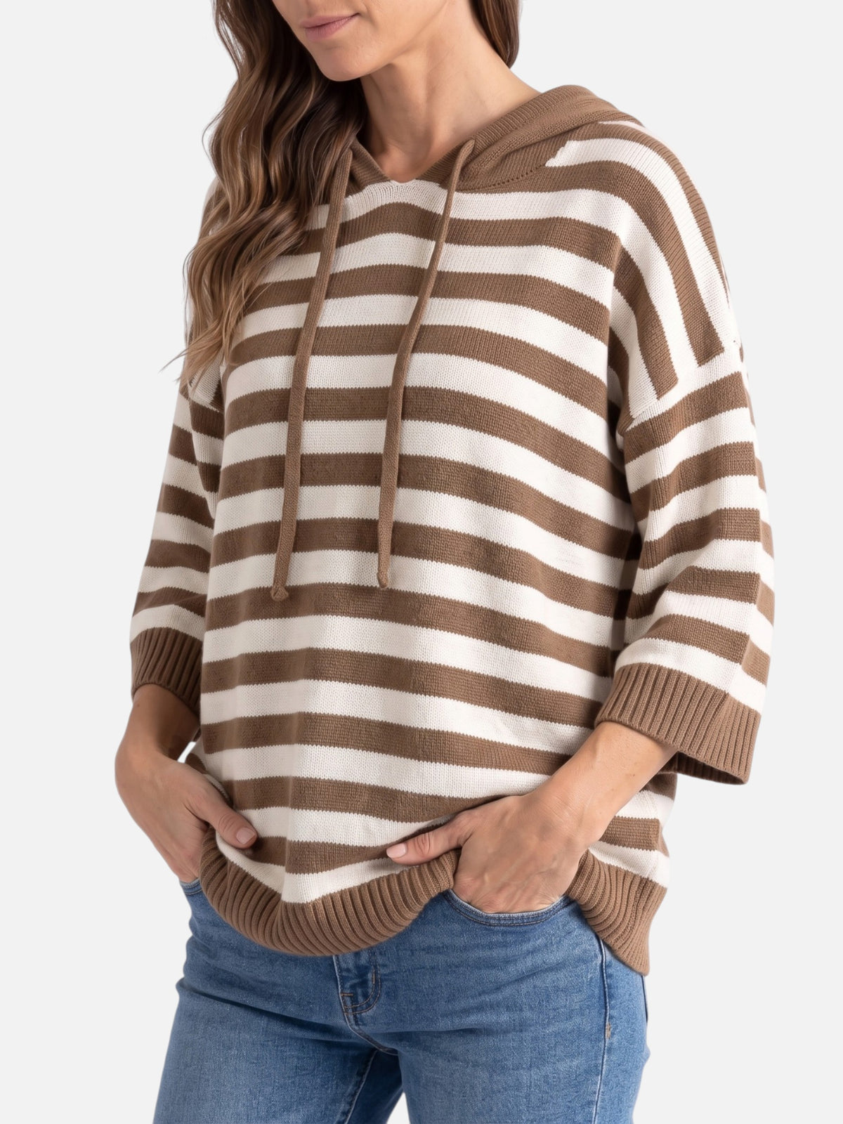 Women’s Striped Hooded Knit Jumper