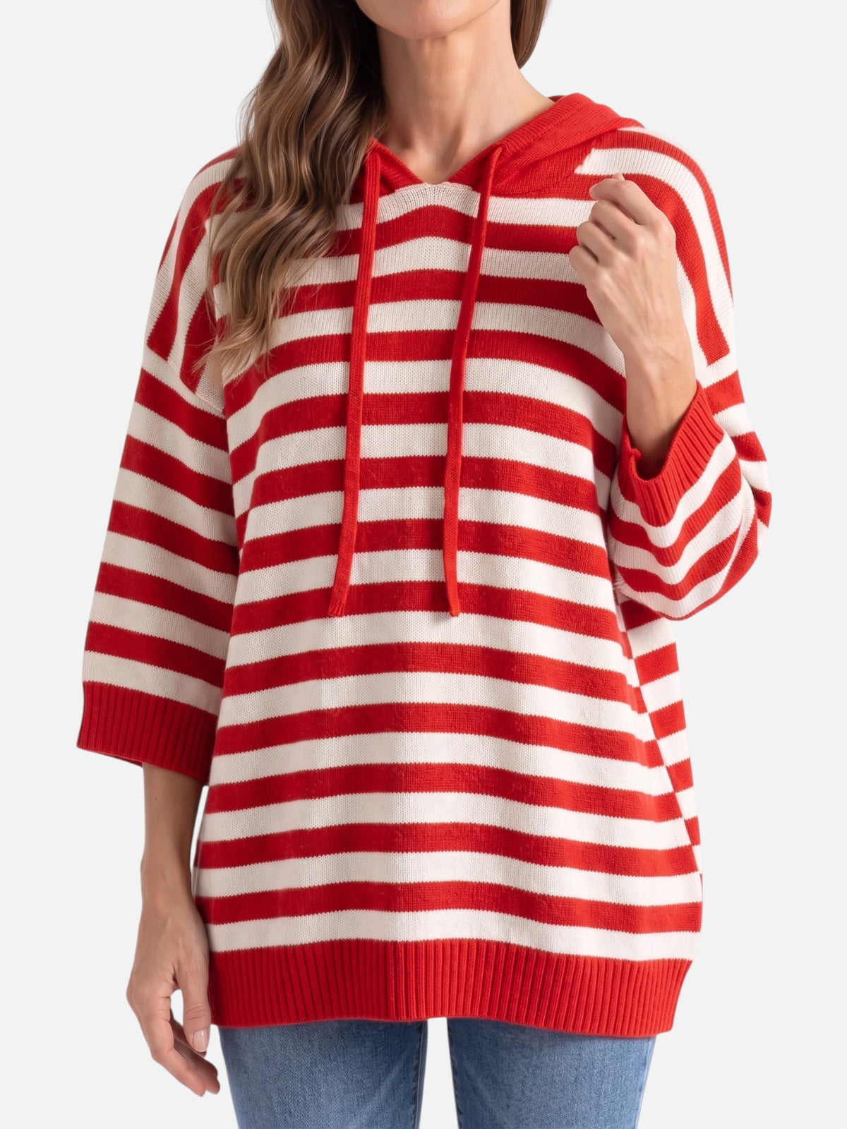 Women’s Striped Hooded Knit Jumper